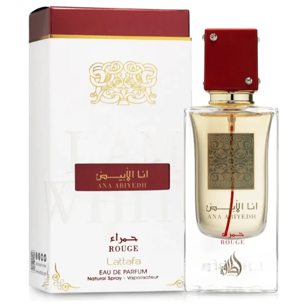 Lattafa Ana Abiyedh Rouge 60ml eau de parfum bottle, affordable Baccarat Rouge 540 gift