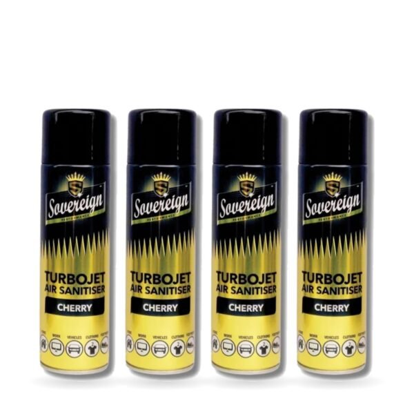Sovereign Cherry Turbojet Air Freshener 500ml - Pack of 4 (4 cans)