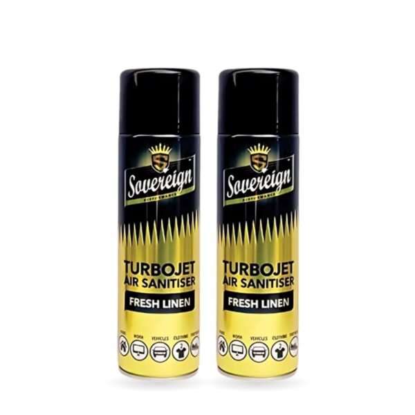 Sovereign Fresh Linen Turbojet Air Freshener 500ml - Pack of 2 (2 cans)