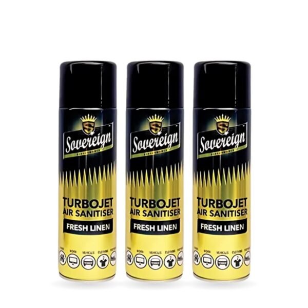 Sovereign Fresh Linen Turbojet Air Freshener 500ml - Pack of 3 (3 cans)