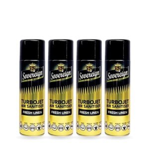 Sovereign Fresh Linen Turbojet Air Freshener 500ml - Pack of 4 (4 cans)