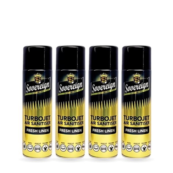 Sovereign Fresh Linen Turbojet Air Freshener 500ml - Pack of 4 (4 cans)
