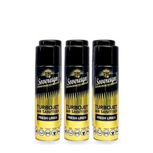 Sovereign Fresh Linen Turbojet Air Freshener 500ml - Pack of 6 (6 cans)