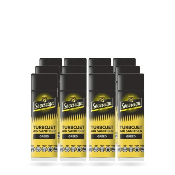 Sovereign Greed Turbojet Air Freshener 500ml - Pack of 12 (12 cans)