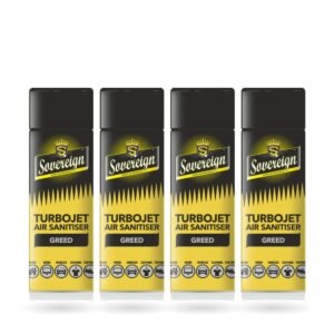 Sovereign Greed Turbojet Air Freshener 500ml - Pack of 4 (4 cans)