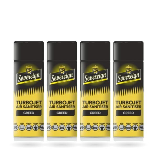 Sovereign Greed Turbojet Air Freshener 500ml - Pack of 4 (4 cans)