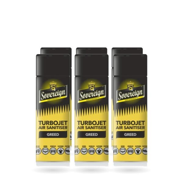Sovereign Greed Turbojet Air Freshener 500ml - Pack of 6 (6 cans)