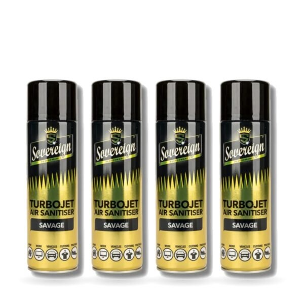 Sovereign Savage Turbojet Air Freshener 500ml - Pack of 4 (4 cans)