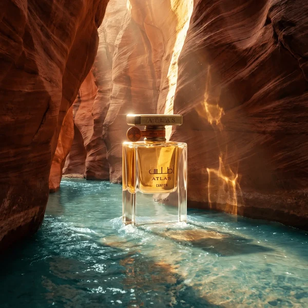 Atlas Canyon by Lattafa 55ml EDP bottle in canyon scene