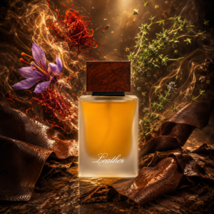 Leather by Ahmed Al Maghribi 50ml EDP bottle lifestyle image