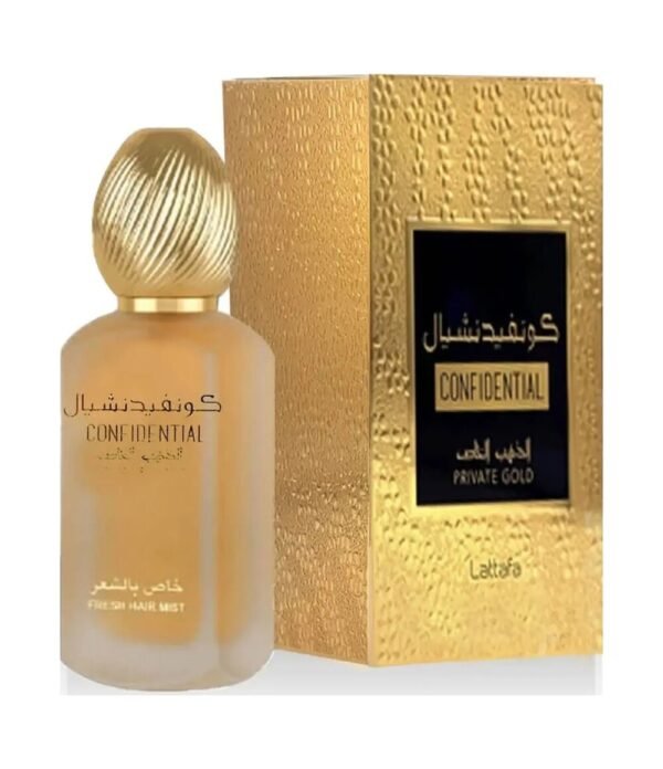 norm-10723 Confidential Private Gold Hair Mist by Lattafa 50ml Perfumeo