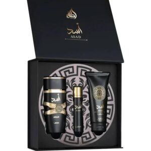Asad Gift Set + Shower Gel by Lattafa 100ml + 12ml Perfumeo