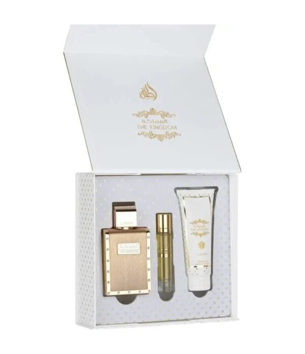 The Kingdom Gift Set + Shower Gel by Lattafa 100ml + 12ml Perfumeo