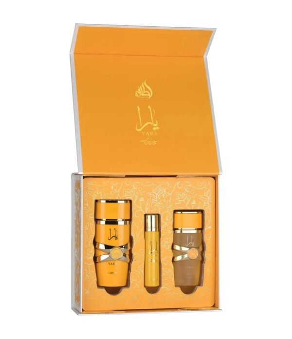 Yara Tous Gift Set + Hairmist by Lattafa 100ml + 12ml Perfumeo