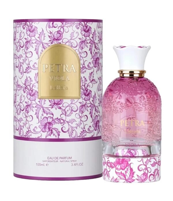 Petra Viola by Lattafa 100ml Eau De Parfum Petra Viola by Lattafa 100ml Eau De Parfum bottle and box