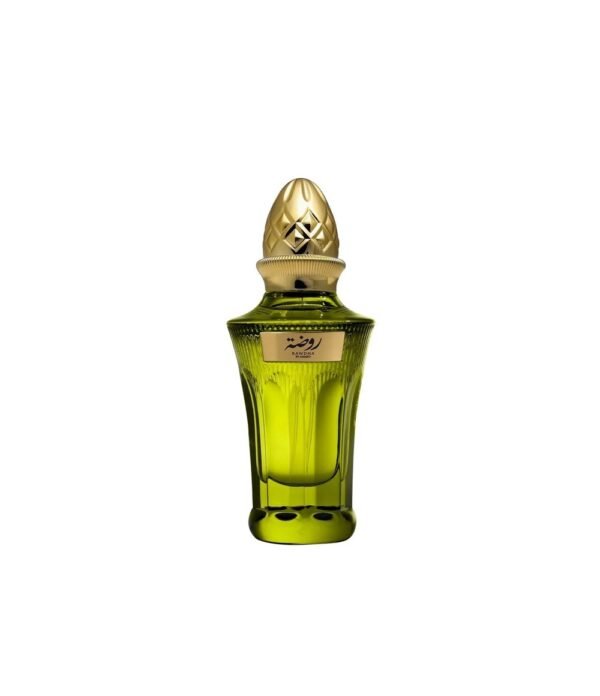 Rawdha by Ahmed Al Maghribi 50ml Eau De Parfum Rawdha by Ahmed Al Maghribi 50ml Eau De Parfum green glass bottle with gold cap