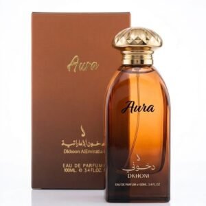 Aura by Dkhoon Emirates 100ml eau de parfum, bottle with its carton