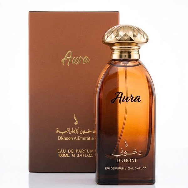Aura by Dkhoon Emirates 100ml eau de parfum, bottle with its carton