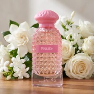 Pinklish by Dkhoon Emirates 100ml eau de parfum, styled product photo