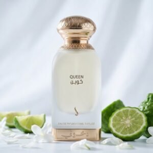 Queen by Dkhoon Emirates 100ml eau de parfum, styled product photo