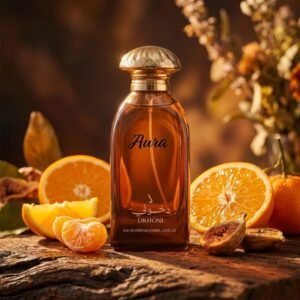 Aura by Dkhoon Emirates 100ml eau de parfum, styled product photo