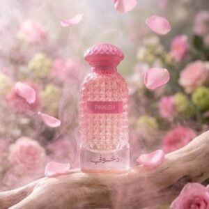Pinklish by Dkhoon Emirates 100ml eau de parfum, styled product photo