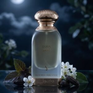 Queen by Dkhoon Emirates 100ml eau de parfum, styled product photo