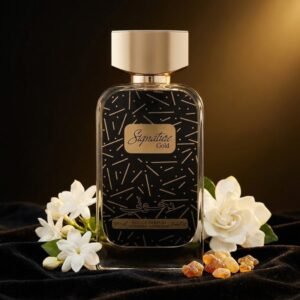 Signature Gold by Dkhoon Emirates 100ml eau de parfum, styled product photo