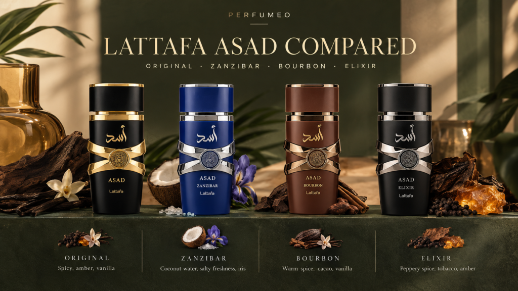 Lattafa Asad Compared: Original, Zanzibar, Bourbon and Elixir