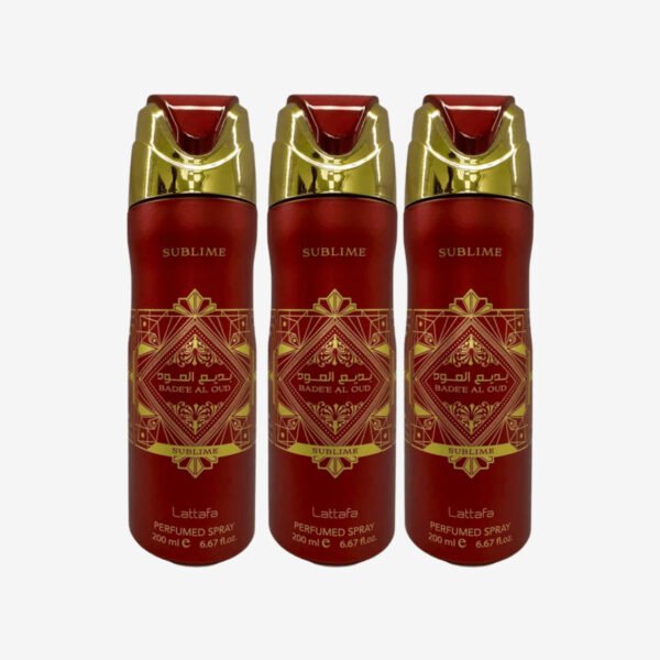 Badee Al Oud Sublime by Lattafa 200ml Body Spray 3 pack
