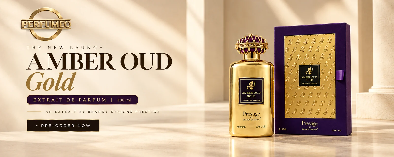 Amber Oud Gold by Brandy Designs Prestige 100ml Extrait De Parfum – The New Launch, Pre-Order Now