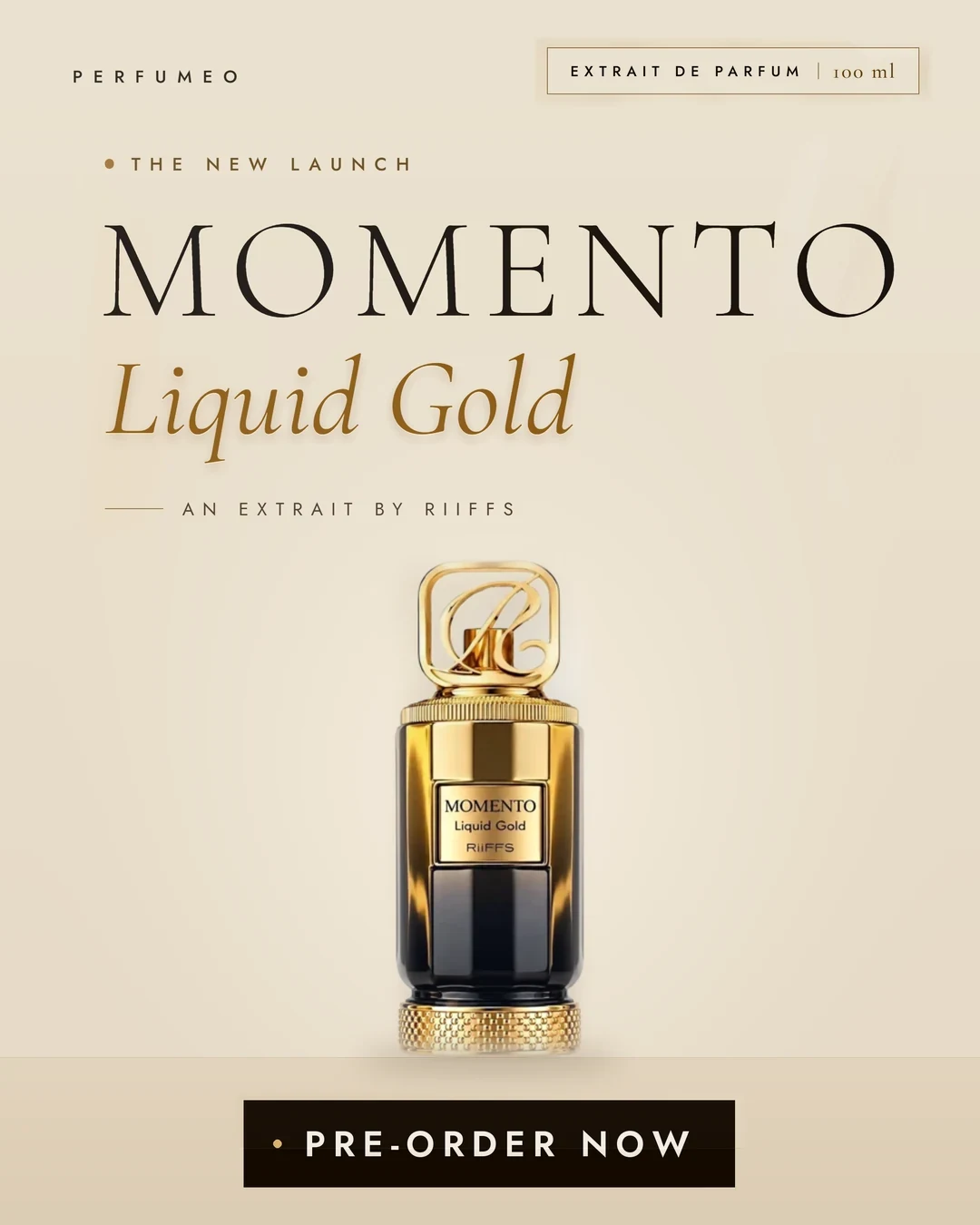 Momento Liquid Gold by Riiffs 100ml Extrait De Parfum – The New Launch, Pre-Order Now